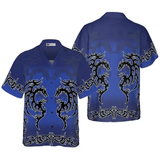 Discover Dragon Hawaiian Shirt Blue Tribal Dragon Hawaiian Shirt Perfect Gift For Hus12