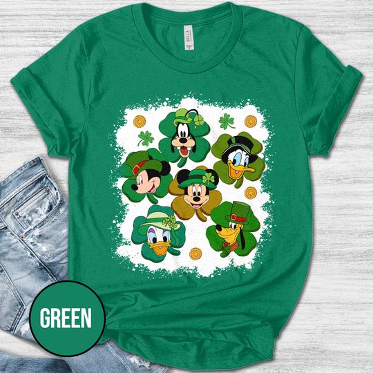 Discover Disney St. Patrick's Day T-Shirt Retro Mickey and Friends Shamrock Design