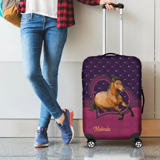 Discover Personalized Horse Travelling Luggage Cover, Gift For Traveler, Horse Lover Gift