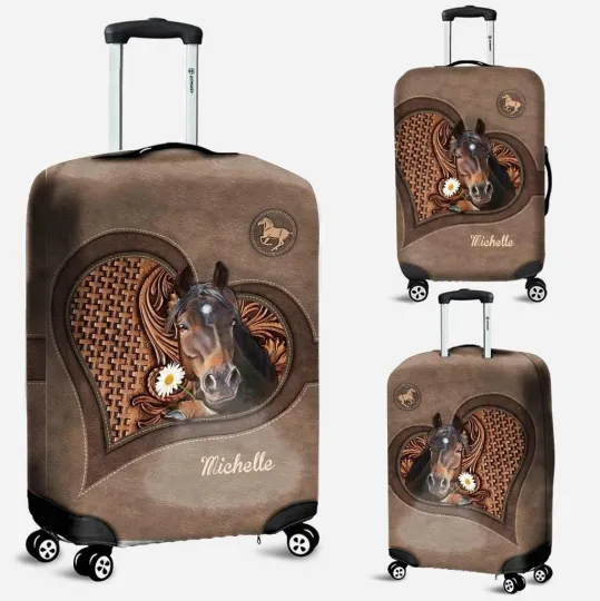 Discover Personalized Horse Travelling Luggage Cover, Gift For Traveler, Horse Lover Gift
