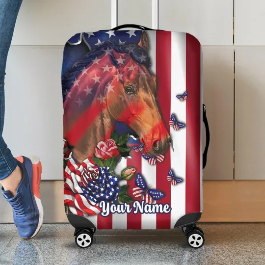 Discover Personalized Horse Travelling Luggage Cover, Gift For Traveler, Horse Lover Gift