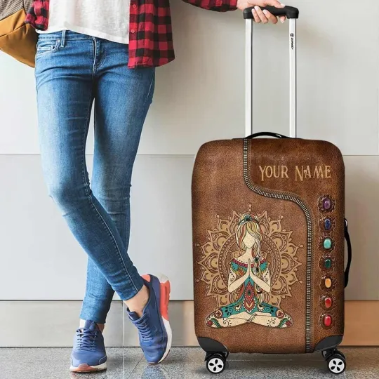 Discover Personalized Yoga Travelling Luggage Cover, Gift For Yoga Lovers, Travelers Gift