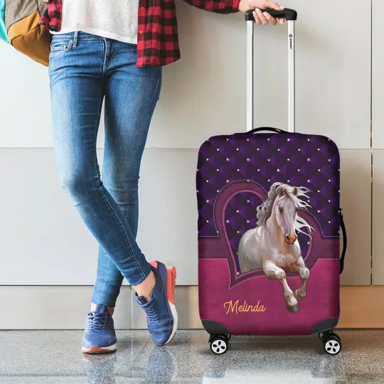 Discover Personalized Horse Travelling Luggage Cover, Gift For Traveler, Horse Lover Gift