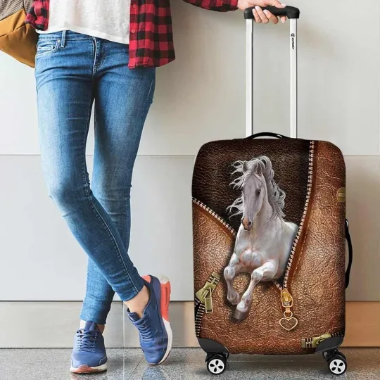 Discover Horse Travelling Luggage Cover, Gift For Traveler, Horse Lover Gift
