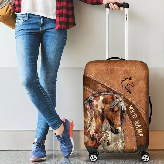 Discover Personalized Horse Travelling Luggage Cover, Gift For Traveler, Horse Lover Gift