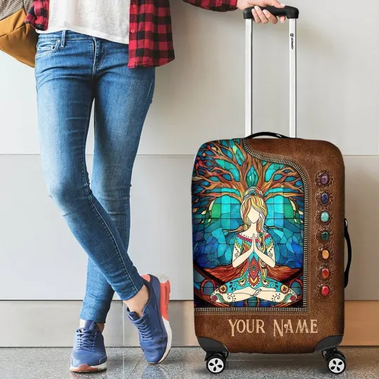 Discover Personalized Yoga Travelling Luggage Cover, Gift For Yoga Lovers, Travelers Gift