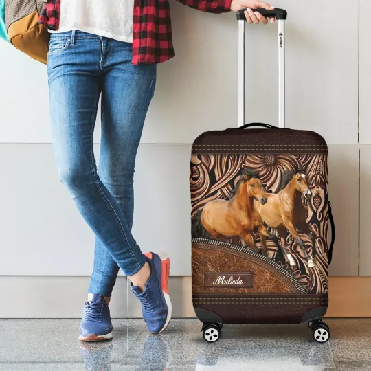 Discover Personalized Horse Travelling Luggage Cover, Gift For Traveler, Horse Lover Gift
