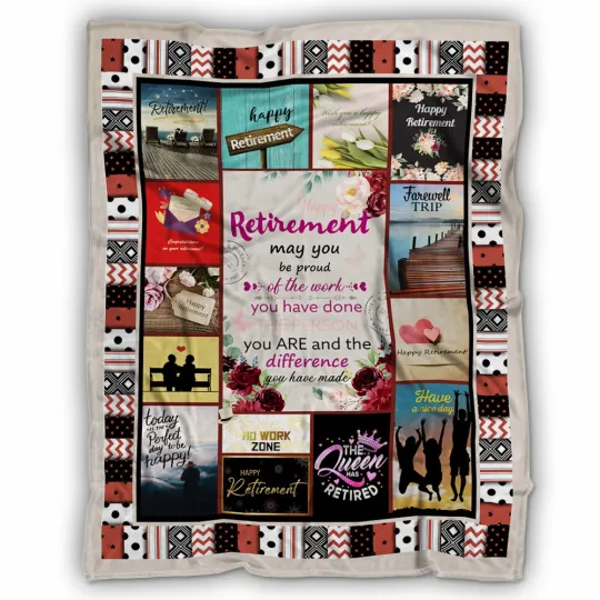 Discover Retirement Blanket, Happy Retirement Fleece Sherpa, Birthday Gift Ideas