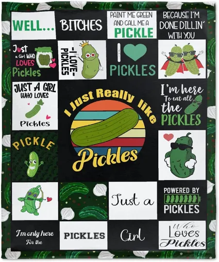 Discover Pickles Blanket, Cute Pickles Theme Quilt, Fleece Sherpa, Gifts for Lovers