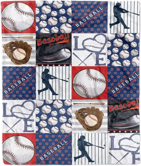 Discover Baseball Blanket, Baseball Balls Theme Fleece, Sherpa Blanket Gift for Lovers