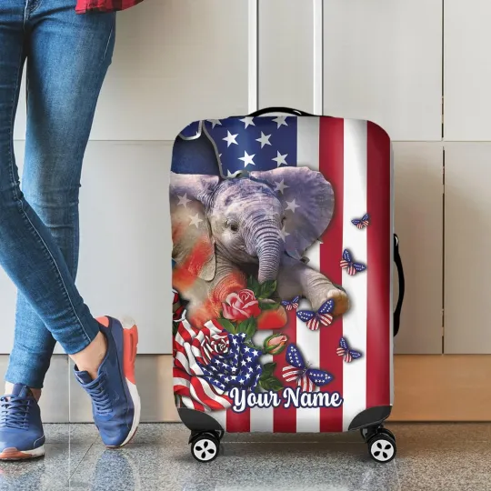 Discover Personalized Elephant Travelling Luggage Cover, Bag Protector Gift  For Traveler