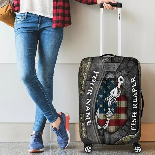 Discover Personalized Fish Reaper Fishing Travelling Luggage Cover, Gift  For Travelers