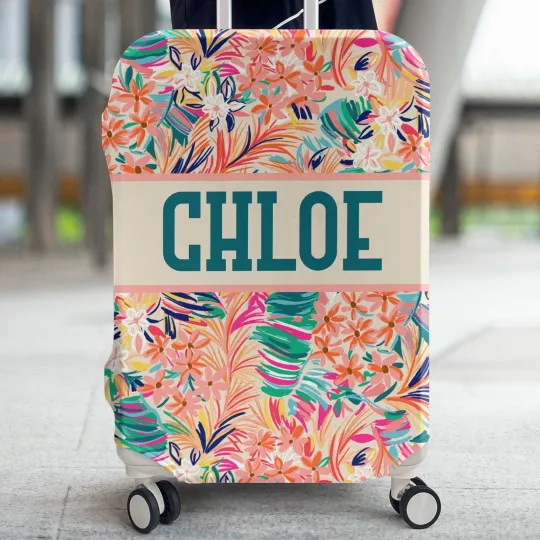 Discover Personalized Tropical Pattern Travelling Luggage Cover, Travelers Gift