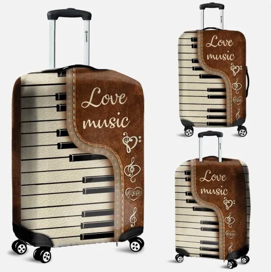 Discover Piano Music Travelling Luggage Cover, Gift For Music Lovers
