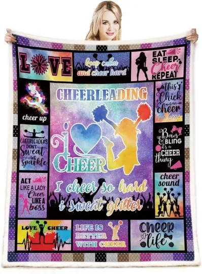Discover Cheerleader Blanket, I Cheer So Hard Quilt, Fleece Sherpa, Birthday Gifts