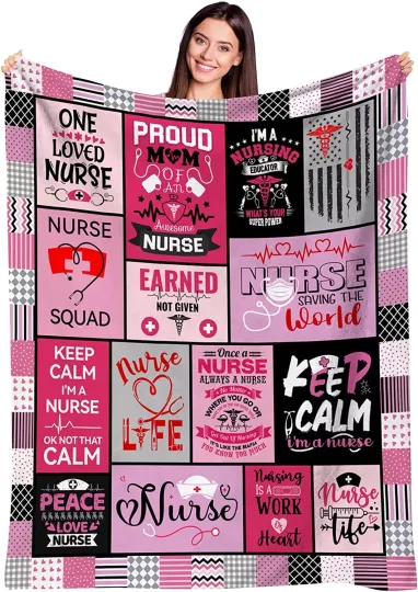 Discover Nurse Blanket, Nurse Practitioner Quilt, Fleece Sherpa, Nursing Gift for Friends