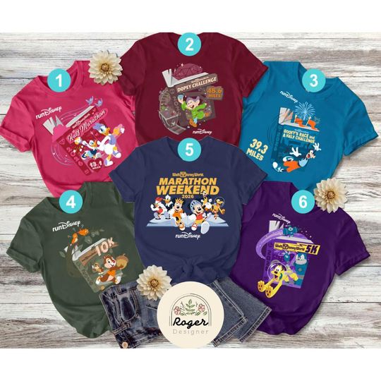 Discover runDisney Walt Disney World Marathon Weekend 2026 Shirt, Mickey & Friends Chip Dale Run Disney Runner 5K 10K Half Marathon, Dopey Challenge