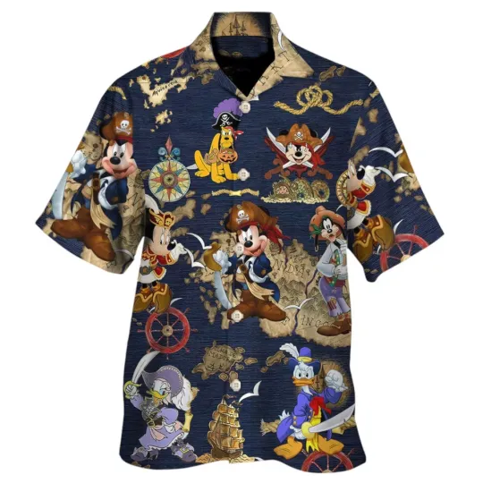 Discover Disney Pirates Of Caribbean Hawaiian Shirt For Mens, Luxury Fabric, US Size