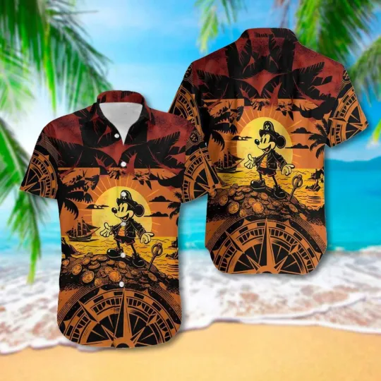 Discover Mickey Mouse Pirate Sailing Aloha Summer Beach HAWAIIAN Shirt