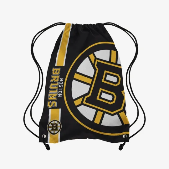 Discover Boston Bruins Back Pack/Sack Drawstring Bag NEW NHL Cinch Backpack Side Stripe