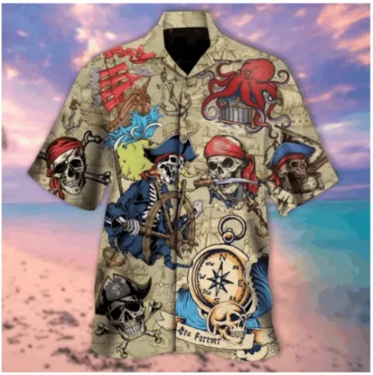 Discover Skull Pirate Hawaiian Shirt
