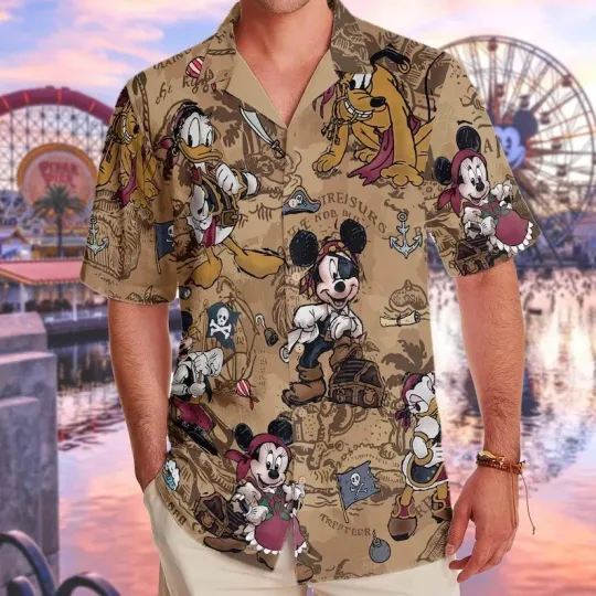 Discover Vintage Halloween Mickey And Friends Pirates Of The Caribbean Hawaiian Shirt