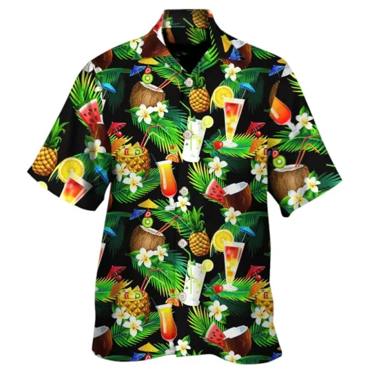 Discover Cocktails Hawaiian Shirt For Men Aloha Summer Beach Button Down