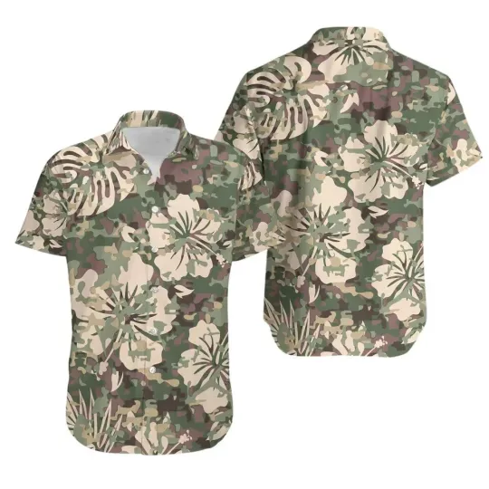 Discover Floral Camo Hawaiian Shirt Casual Button Down Shirt