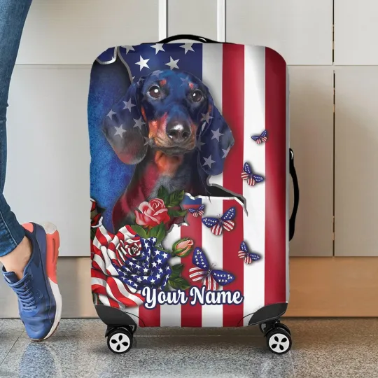 Discover Personalized Dachshund Dog Travelling Luggage Cover, Gift  For Dog Lovers