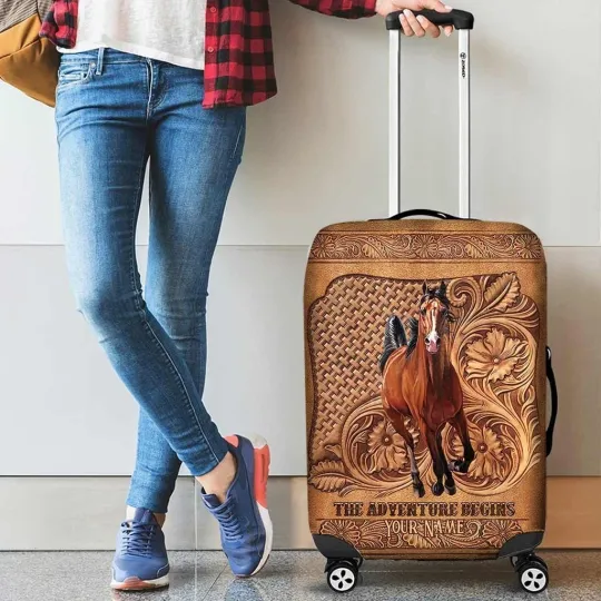 Discover Personalized Horse Travelling Luggage Cover, The Adventure Begins, Horse Lovers