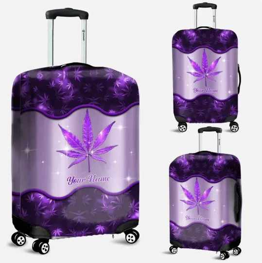 Discover Personalized Weed Travelling Luggage Cover, Weed Luggage Suitcase Cover