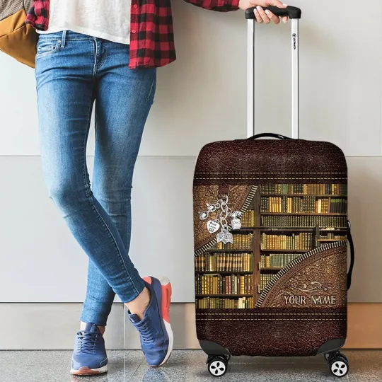 Discover Personalized Librarian Travelling Luggage Cover, Reading Books Lovers Gift