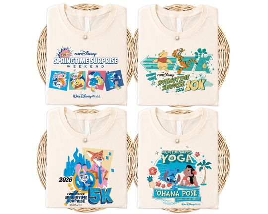 Discover Run Disney Springtime Surprise Marathon 2026 Shirt, Run Disney Group Matching Sweatshirt, Disney PixarAll Characters Marathon Sweater