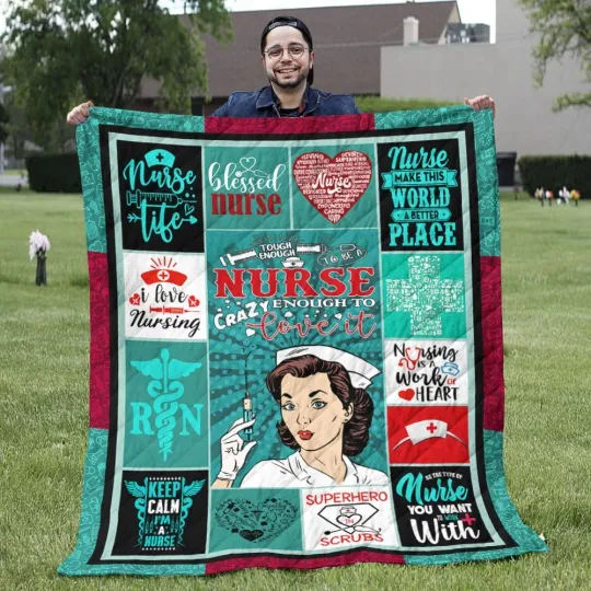 Discover Nurse Blanket, Nursing Is A Work Heart Quilt, Fleece Sherpa, Gifts For Nurse Day