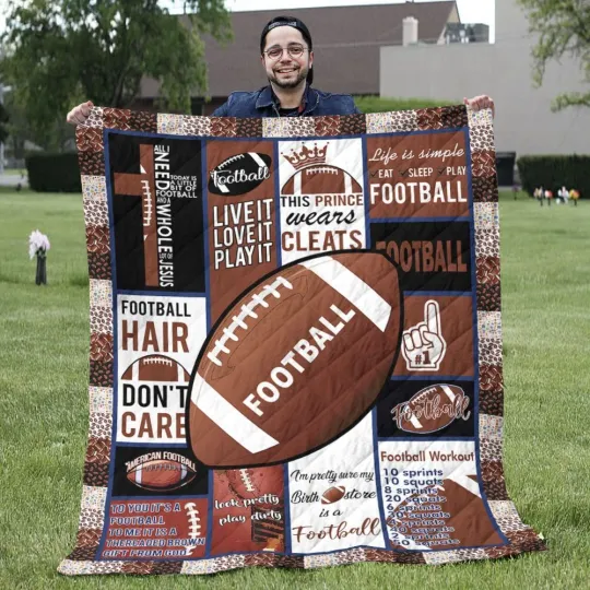 Discover American Football Blanket, Look Pretty Play Dirty Quilt, Fleece Sherpa Blanket