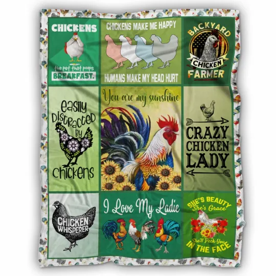 Discover Chicken Blanket, Easily Distracted By Chickens Fleece Sherpa, Gift Ideas