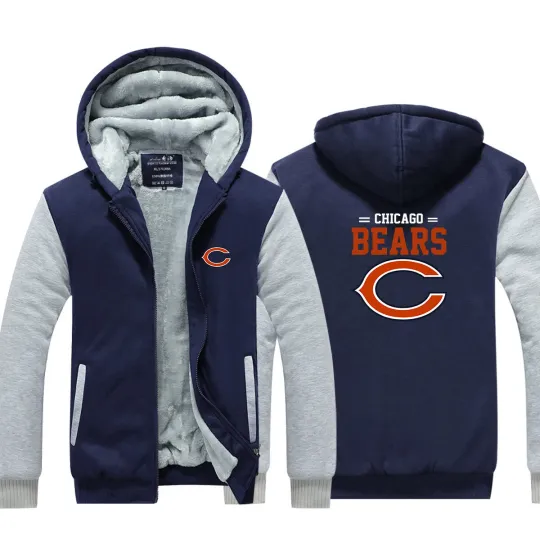 Men's Chicago Fleece Zip-Up Hoodie Jacket, Sherpa-Lined Winter Coat