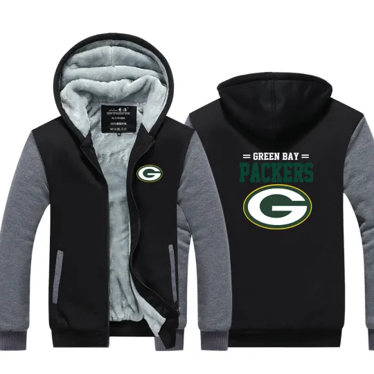 Green Bay Fleece Zip-Up Hoodie Men's Outerwear Winter Jacket
