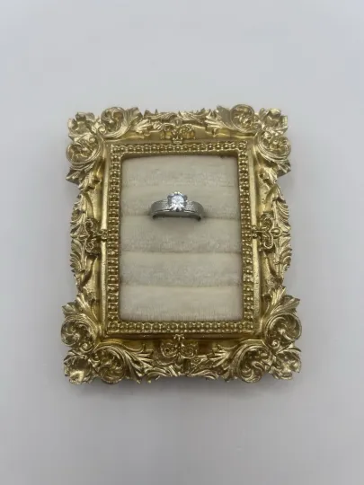 Discover Vintage Silver Tone Solitaire Costume Ring Size 5 Textured Band Clear Rhinestone