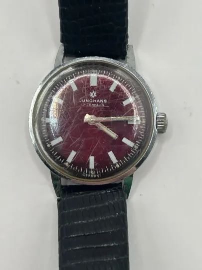 Discover Vintage Junghans 17 Jewels Watch Red Women’s Germany Leather Band Wrist As Is