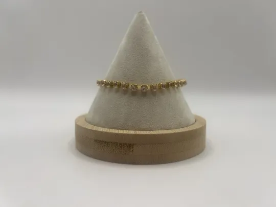 Discover Vintage Monet Gold Tone Rhinestone Tennis Bracelet 7” Elegant Classic Jewelry