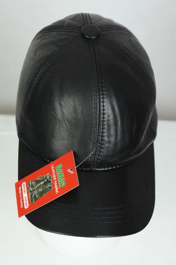 Discover New 100% Genuine Real Lambskin Black Leather Baseball Cap Hat Sports Visor NWT