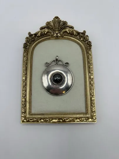 Discover Sterling Silver Modernist Pendant Black Cabochon 23.9g Statement Large Valentine