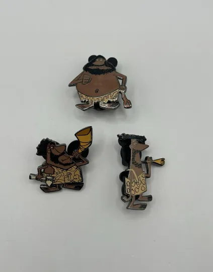 Discover Disney Trading Pin Caveman TOOT WHISTLE PLUNK BOOM SET Cavemen Music Horns Trade