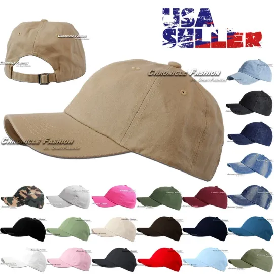 Discover Baseball Cap Washed Cotton Adjustable Dad Hat Polo Style Plain Solid Blank Men's