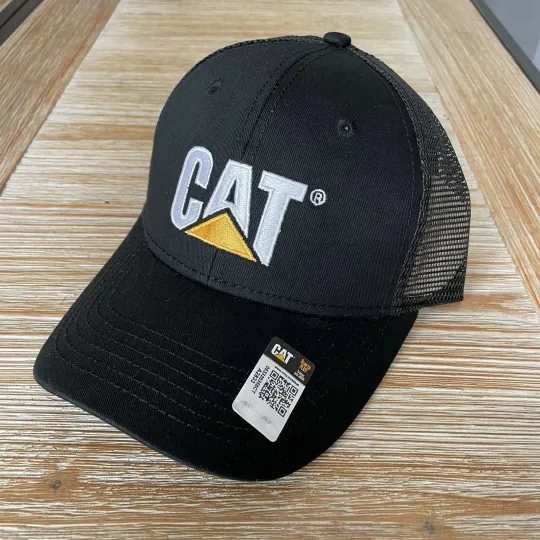 Discover NEW - Caterpillar Cat Equipment Twill / Mesh Hat Cap - Snapback Black Mesh