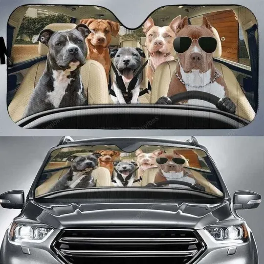 Discover American Pit Bull Terrier Dog Car Sunshade Personalized Windshield UV Protector