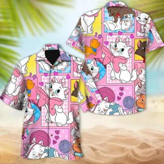 Discover Marie Cat Hawaiian Button Down Shirt Unisex