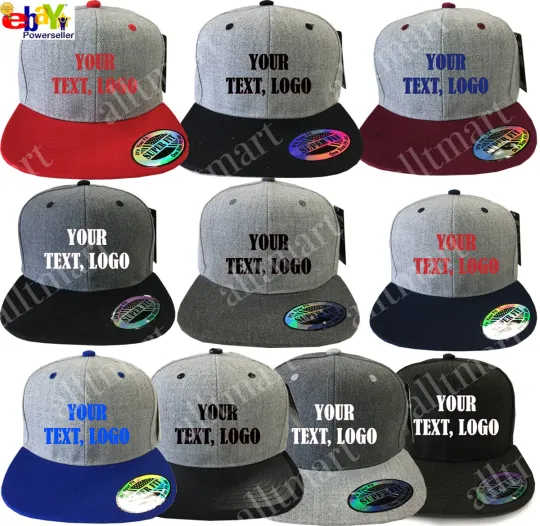 Discover New Printed Text Logo Custom Personalized Flat Bill Premium Snapback Hat Cap