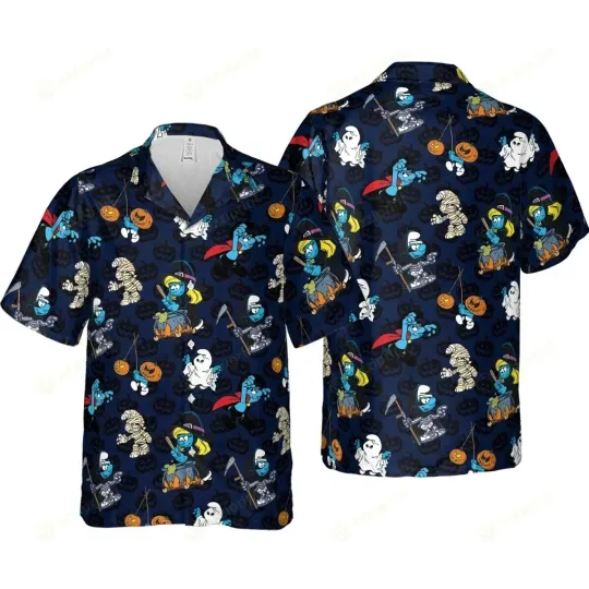 Discover Smuurfs Halloween Hawaiian Button Down Shirt